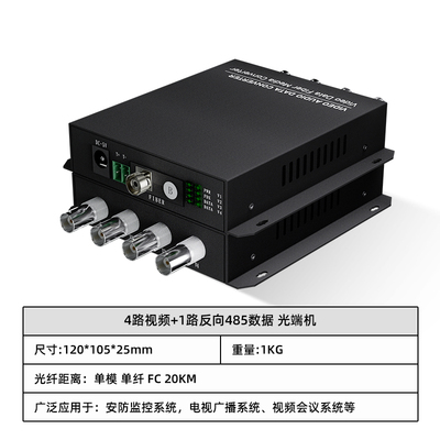 4路视频+1路反向485数据 光端机