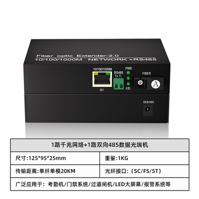 1路千兆网络+1路双向485数据光端机
