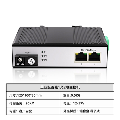 工业级百兆1光2电交换机