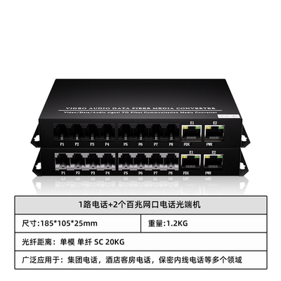 1路电话+2个百兆网口电话光端机