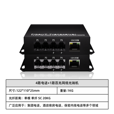 4路电话+1路百兆网络光端机