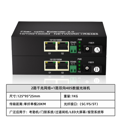 2路千兆网络+1路双向485数据光端机