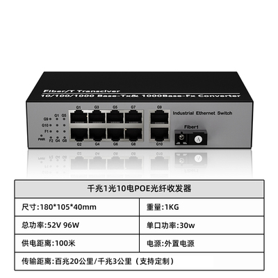 千兆1光10电POE光纤收发器