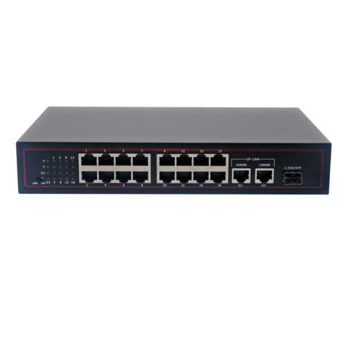 百兆16口POE+2个千兆网口+1千兆SFP光口交换机 桌面式