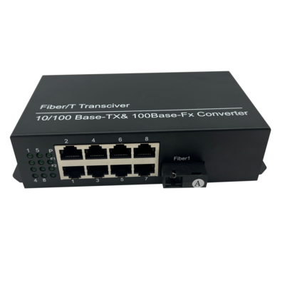 百兆1光8电POE 光纤收发器